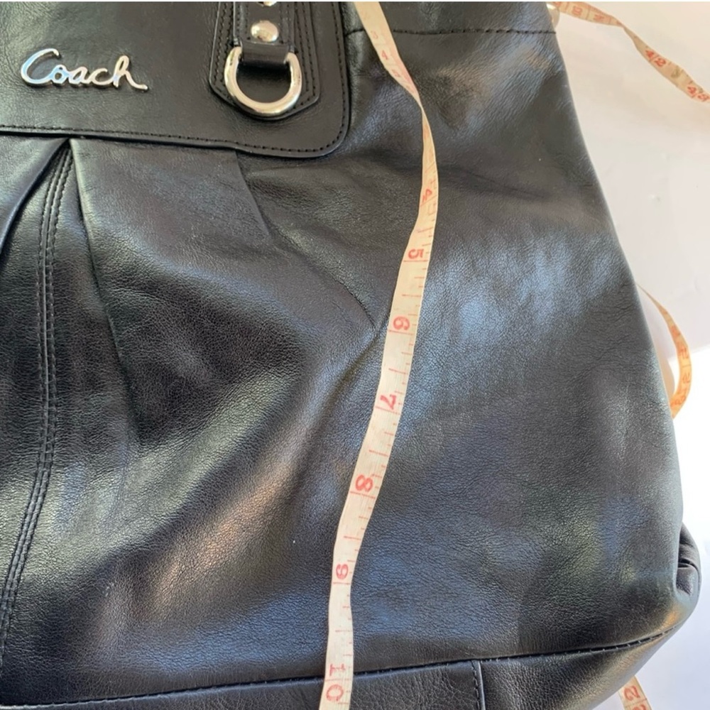 COACH Ashley Satchel Purse Black Leather with Removable Shoulder Strap Vintage - Picture 4 of 10